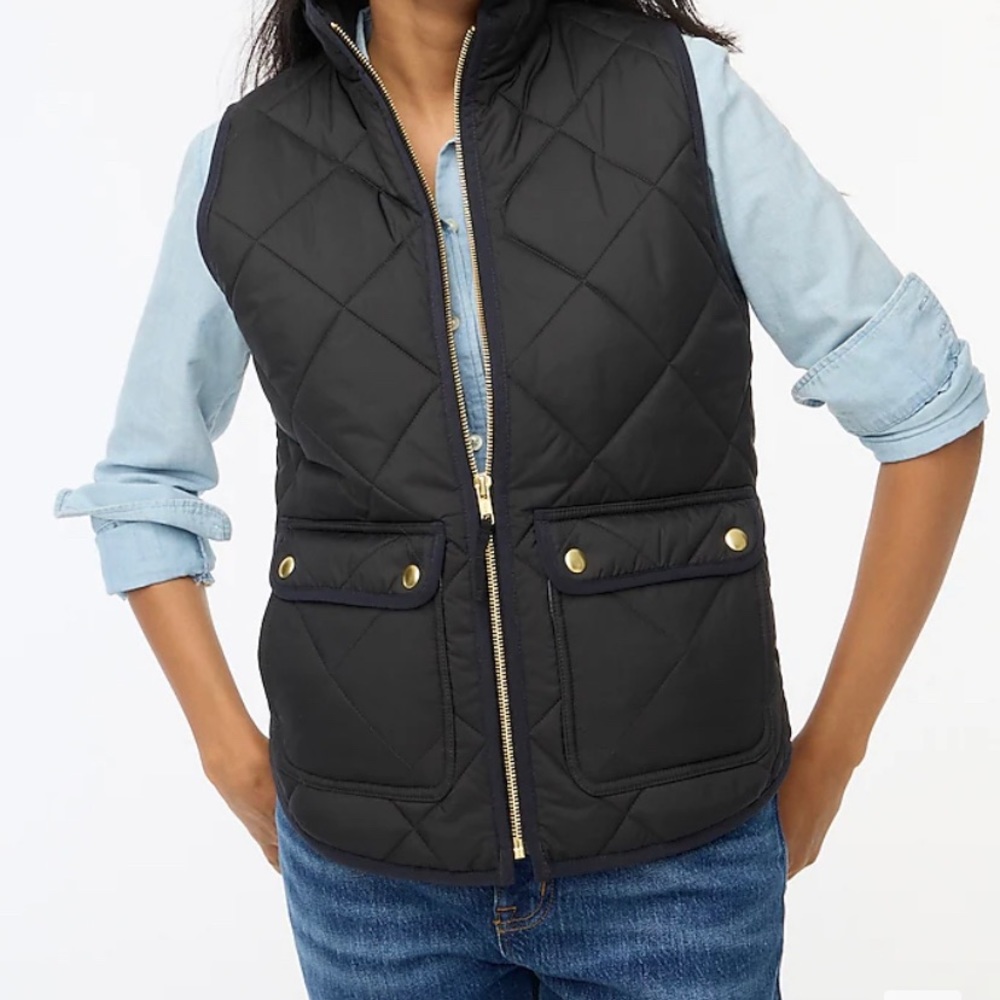 J Crew quilted black vest